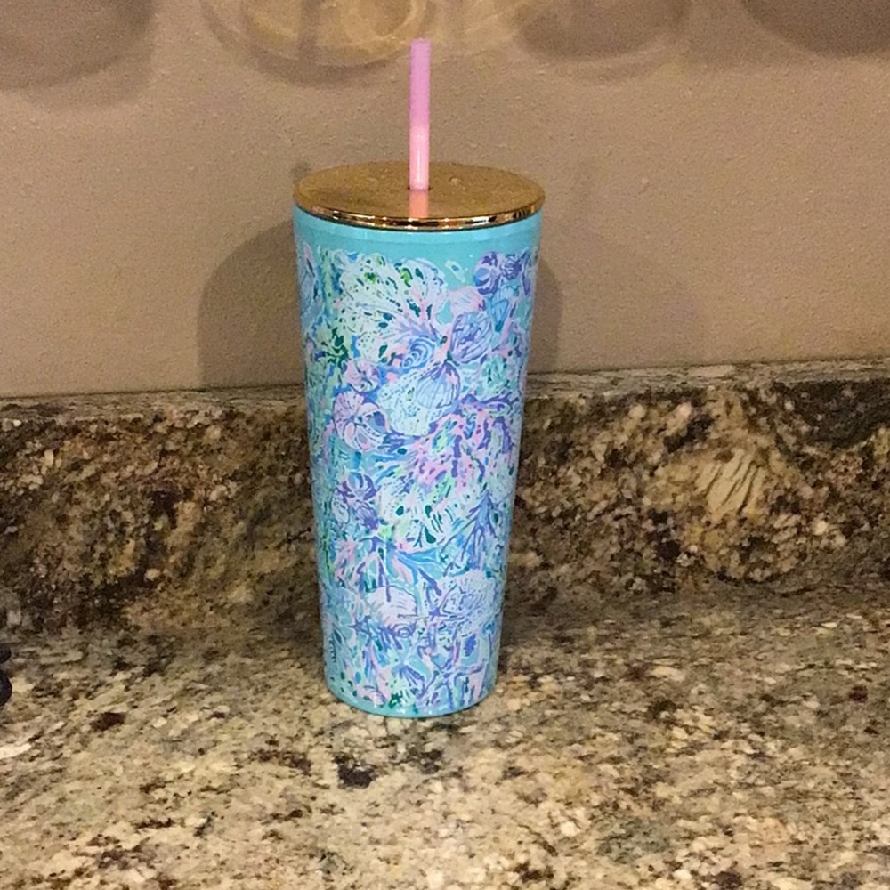 Lily Pulitzer tumbler with straw